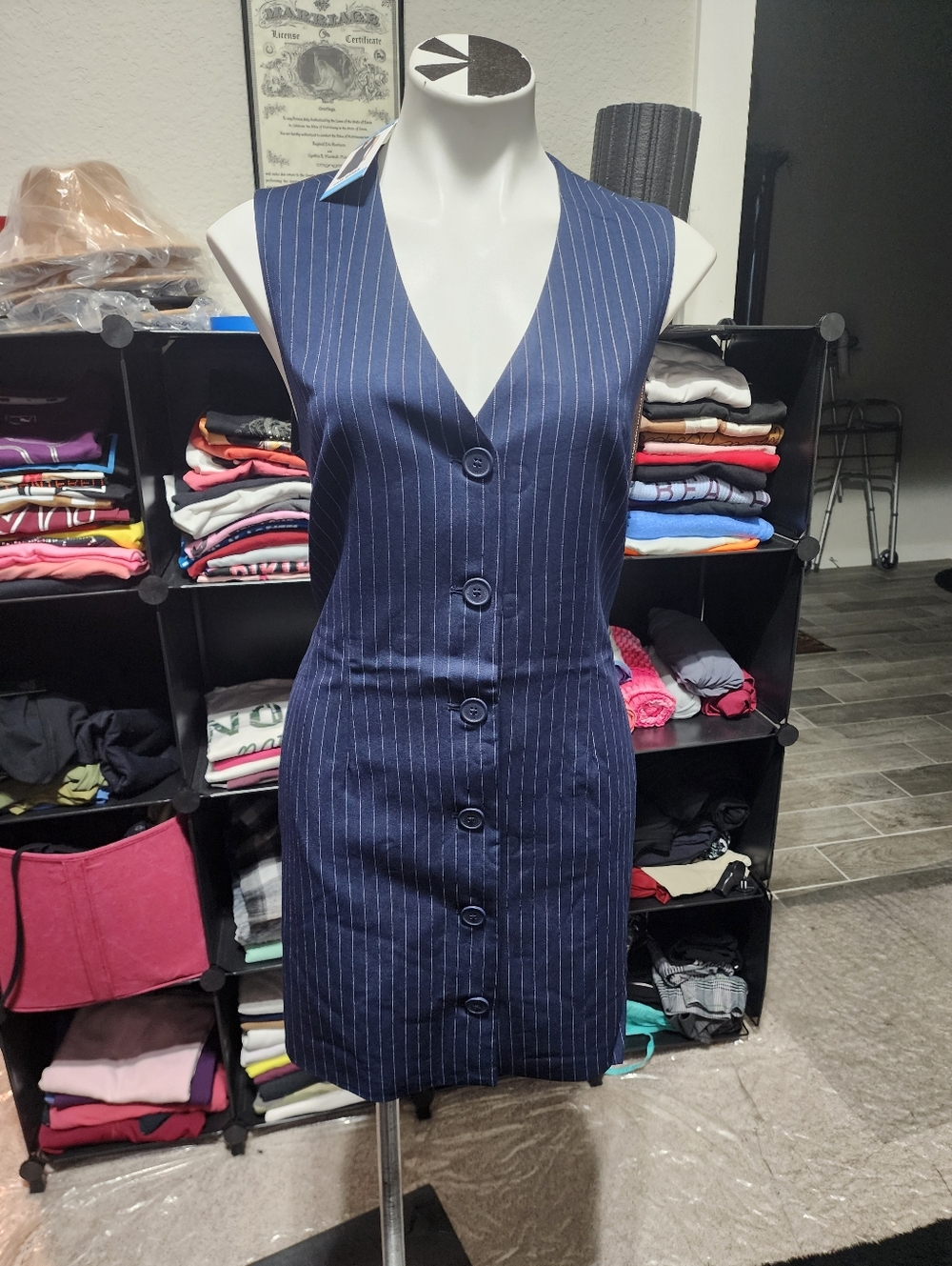 Steve Madden Navy Pinstripe Sleeveless Dress S,M And Large Available